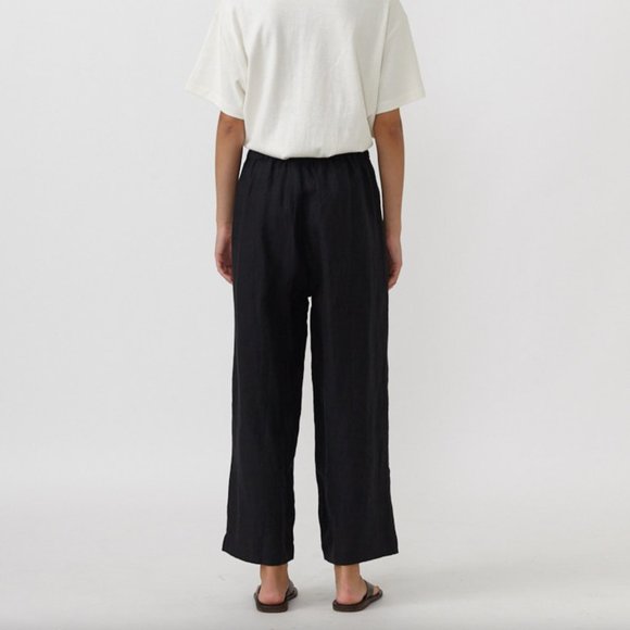 Deiji Studios Rise Linen Pant | Black | S/M - Picture 3 of 5